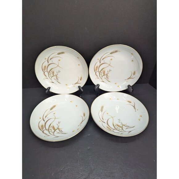 Yamaka China Autumn Pride 7 1/2"  Coupe Soup Bowls 22K Gold Trim Set of 4 - Picture 1 of 11